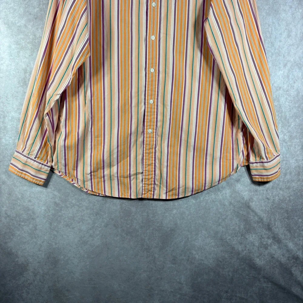 Polo Ralph Lauren Button Down Shirt Mens XL Orange Estate Sport Striped Cotton